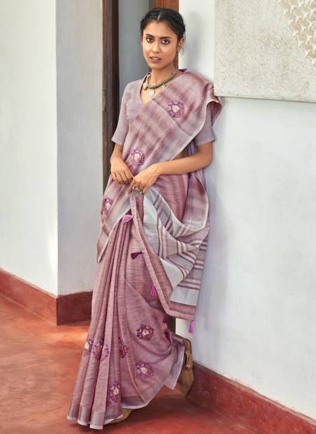 Pink Colour SANGAM PARUL Latest Designer Fancy Regular Wear Linen Printed Saree Collection 4126